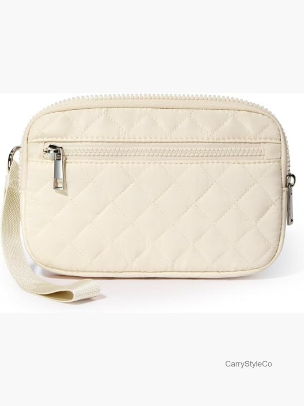 Quilted Nylon Wristlet Wallet RFID 3-Zipper Clutch Card Phone Organizer